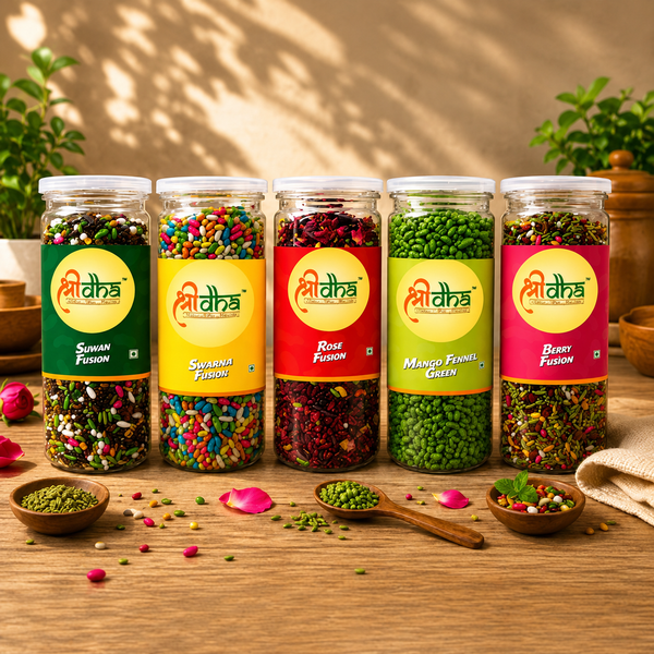 MOUTH FRESHIONER PACK OF 5 (230 GM EACH) ROSE FUSION, BETEL FUSION, SUPARI FUSION, SATRANGI FENNEL & MADRAS FENNEL