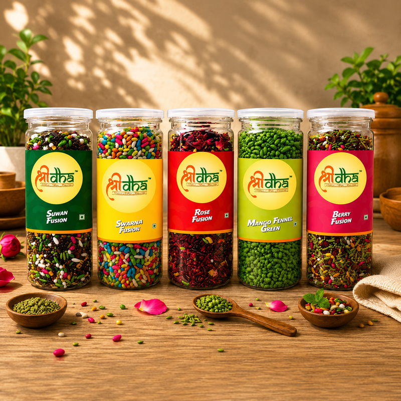 MOUTH FRESHIONER PACK OF 5 (230 GM EACH) ROSE FUSION, BETEL FUSION, SUPARI FUSION, SATRANGI FENNEL & MADRAS FENNEL