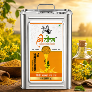 Yellow Mustard Oil Wood Pressed (As Like Virgin Oil) 5 LTR (4550 gm) Ancient Kohlu/Kachi Ghani Method