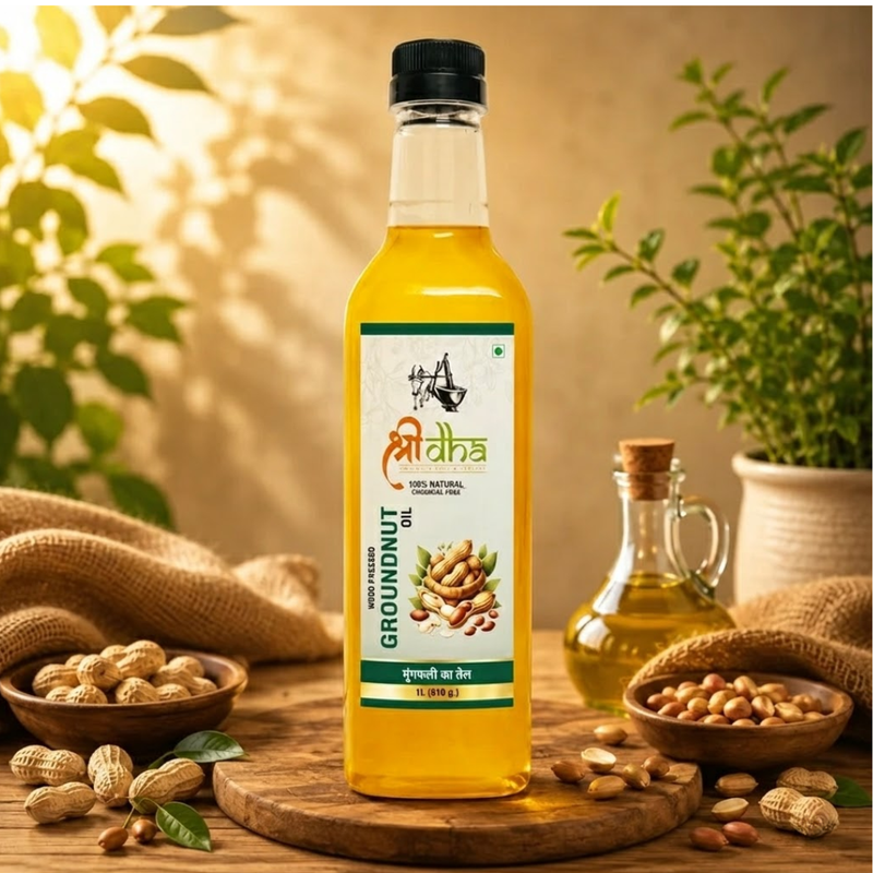 WOOD PRESSED OILS COMBO (AS LIKE VIRGIN OIL) ANCIENT KOHLU/KACHI GHANI METHOD PACK OF 4 (1 LTR EACH) YELLOW MUSTARD, GROUNDNUT, COCONUT & BLACK MUSTARD