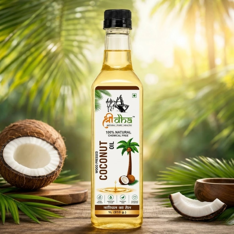 WOOD PRESSED OILS COMBO (AS LIKE VIRGIN OIL) ANCIENT KOHLU/KACHI GHANI METHOD PACK OF 4 (1 LTR EACH) YELLOW MUSTARD, GROUNDNUT, COCONUT & BLACK MUSTARD