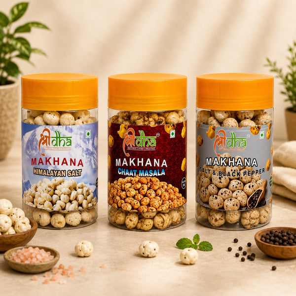 ROASTED & FLAVOURED MAKHANA COMBO PACK OF 3 (70 GM EACH)  Himalayan Salt, Chaat Masala, Salt & Black Pepper  Gluten Free | High Protein | Rich in Calcium | High Fibre | Cholesterol Free | No Palm Oil | Not Fried Only Roast | 100% Natural