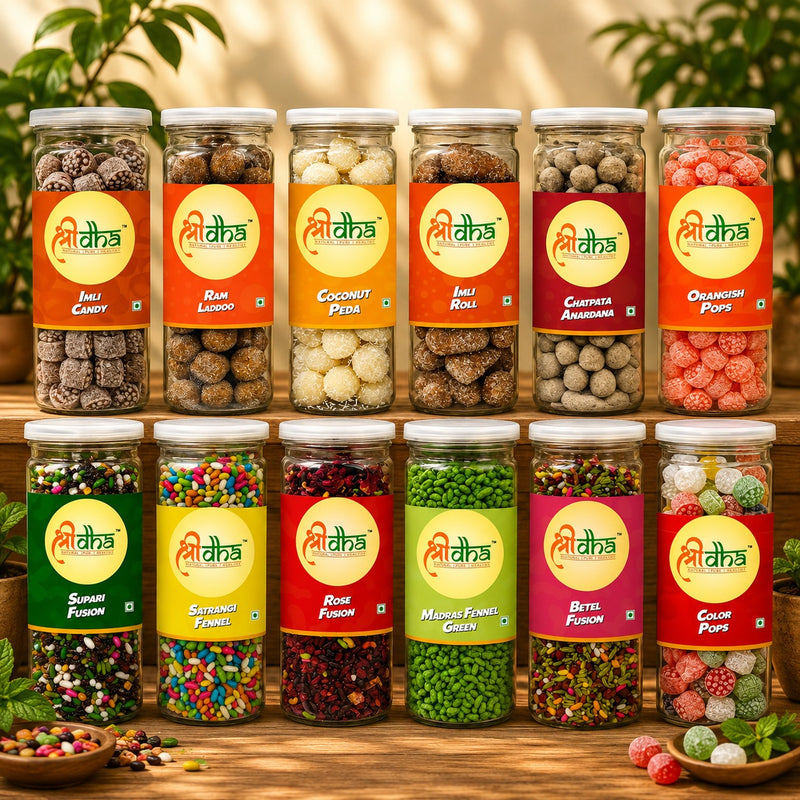 CANDY MOUTH FRESHIONER & MUKHWAS COMBO PACK OF 12 (230 GM EACH) ROSE FUSION, BETEL FUSION, SUPARI FUSION, CHATPATA ANARDANA, RAM LADDOO, IMLY ROLL, SATRANGI FENNEL, IMLY CANDY, MADRAS FENNEL, COCONUT PEDA, ORANGISH POPS & COLOUR POPS