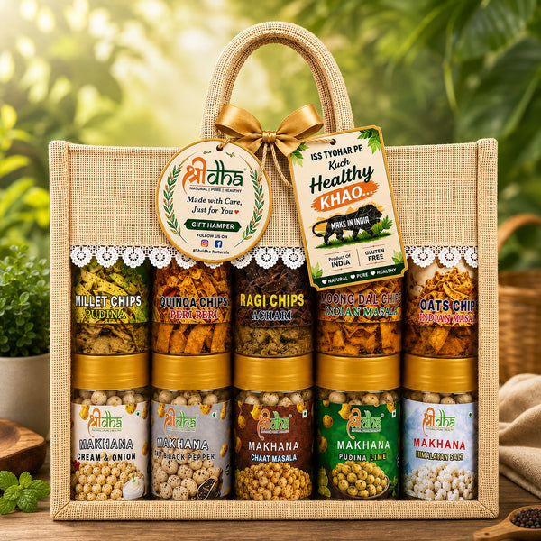 5 pcs 70 gm Roasted & Flavoured Makhana + 5 pcs 150 gm Healthy Chips GLUTEN FREE | HIGH PROTEIN | NO PALM OIL | HEALTHY SNACKS | RICH IN CALCIUM | HIGH FIBRE | CHOLESTEROL FREE | NO PALM OIL | NOT FRIED ONLY ROAST | 100% NATURAL discription de best